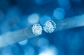 two halves of a fiber optic cable